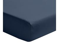ESSIX, Plain Fitted Sheet, Cotton Percale 35 cm, Première, 160 x 200 cm, Navy Blue