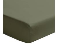 ESSIX - Plain Fitted Sheet in Cotton Percale 30 cm, Front, 140 x 200 cm, Jungle Green