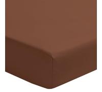 ESSIX - Plain fitted sheet in cotton percale, head and foot, 30 cm corner, first - 2 x 90 x 200 cm - Espresso - 80 threads/cm² - Cotton percale - 30 cm corner - Easy care