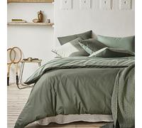 Essix Two-Tone Cotton Duvet Cover, Good Days, Palm/Aloe, 140 x 200 cm