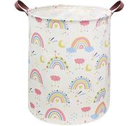 ESSME Rainbow laundry basket,Collapsible Kids Laundry Hamper with Waterproof PE Coating,Girls Hamper Nursery Hamper for Girls Room Decor,Toy storage,Gift Basket.(Rainbow)