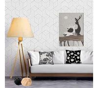 ESSMOKO 3D Gilded Geometric Pattern self-Adhesive Wallpaper Modern Fashion Living Room Hotel Bedroom Wall Stickers Silver 45 * 500cm