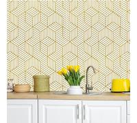 ESSMOKO 3D Gilded Geometric Pattern self-Adhesive Wallpaper Modern Fashion Living Room Hotel Bedroom Wall stickers-gold-45 * 300cm