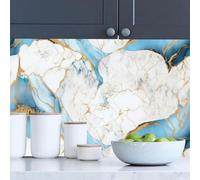 ESSMOKO Gilded Blue Marble Pattern PVC self-Adhesive Wallpaper Waterproof and Oil-Proof Stickers for Kitchen and Bathroom Decoration Stickers-Gilded Marble pattern-40 * 500cm