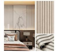 ESSMOKO Imitation Grille Wood Stripe PVC self-Adhesive Wallpaper Bedroom Living Room Office Warm Wall Stickers Light Brown Wood Grille Pattern 44.5 * 500cm