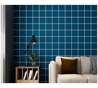 ESSMOKO Modern Simple Geometric Square PVC Non-self-Adhesive Wallpaper Living Room Bedroom Office Store Background wallpaper-indigo-53 * 950cm