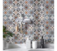 ESSMOKO Moroccan Style Imitation Tile Stickers Kitchen Counter Bathroom Oil Proof and Waterproof Furniture Renovation Stickers