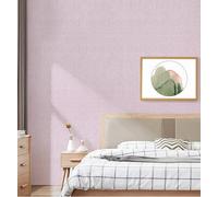 ESSMOKO Wallpaper 3D Embossed Soft with Linen Texture Self Adhesive Thickened Anti Collision Solid Color Foam Wallpaper for Home Use Linen Texture Cherry Blossom Pink 50 * 1000cm