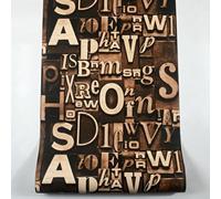 ESSMOKO Wallpaper 3D Retro English Letters PVC Waterproof Non Self Adhesive Barber Shop Restaurant Bar Clothing Store Background Wallpaper Copper 53 * 950cm