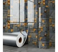 ESSMOKO Wallpaper Gilded Imitation Ceramic Tile Marble Effect self Adhesive Waterproof Wallpaper for Kitchen and Bathroom Walls Golden Rock 40 * 300cm