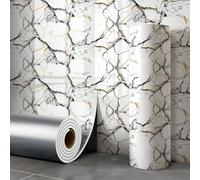 ESSMOKO Wallpaper Gilded Imitation Ceramic Tile Marble Effect self Adhesive Waterproof Wallpaper for Kitchen and Bathroom Walls Black and White Crackle Pattern 40 * 300cm