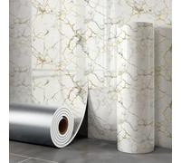 ESSMOKO Wallpaper Gilded Imitation Ceramic Tile Marble Effect self Adhesive Waterproof Wallpaper for Kitchen and Bathroom Walls fine Pattern 40 * 300cm