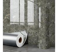 ESSMOKO Wallpaper Gilded Imitation Ceramic Tile Marble Effect self Adhesive Waterproof Wallpaper for Kitchen and Bathroom Walls Smoky Gray with Gold Accents 40 * 300cm