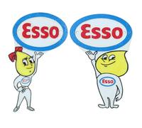 Esso Man Boy Girl Lady Plaque Sign Oil Drop Pair Cast Iron Shop Wall Door Garage