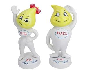 Esso Stlye Blue Oil Fuel Paraffin Money Banks Pair Cast Iron Coin Money Box