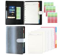 Essovee A5 Ring Binder, Magnetic PU Leather 6 Ring Refillable Notebook with Refill Papers & Dot Grid Paper, Binder Pockets, Stickers, Planner Notebook with Dividers, for Travel Work School (Grey)