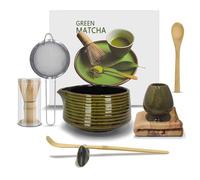 Essovee Complete Matcha Whisk Set, 8 Pcs Matcha Kit, Matcha Tea Set with Matcha Bowl,Whisk Holder,Sifter,Bamboo Scoop,Tea Scoop,Whisk,Scoop Holder,Tea Towel for Beginners/Gifts.