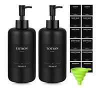 Essovee Matte Black Soap Dispenser Set with Waterproof Labels, Bathroom Soap Dispenser, Dishwashing Liquid Dispenser, 12 Stickers 10 Fl oz/300 ml Resin Bottles for Kitchen Bathroom Decor Accessories