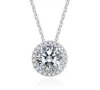 EsswiN Necklaces for women, 1 Carat D Color Moissanite Bridal Pendant Necklace 925 Sparkling Engagement Party Fine Jewelry