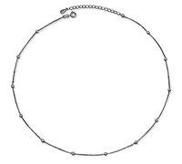 EsswiN Necklaces for women, Women Boutique Pendant 925 Silver Fashion Simple Black Plated Round Ballcle Cfor Party/40Cm Plus 3.5Cm