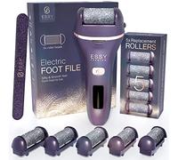 Essy Electric Foot File Rechargeable Waterproof with 5 Replacement Rollers for Women's, Men's Smooth Feet, Cordless Callus Remover, 2 Speeds, LED Display, USB Charging, Pressure-Lock Safety (Purple)