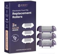 Essy Electric Foot File Replacement Rollers for Hard Skin Remover - Set of 3 Refill Heads with Fine, Medium, and Coarse Textures, Designed for Smooth Feet, Easy Exfoliation, Pedicure Care (Purple)