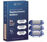 Essy Electric Foot File Replacement Rollers for Hard Skin Remover - Set of 3 Refill Heads with Fine, Medium, and Coarse Textures, Designed for Smooth Feet, Easy Exfoliation and Pedicure Care (Blue)
