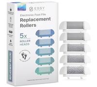 Essy Electric Foot File Replacement Rollers for Hard Skin Remover - Set of 5 Refill Heads with Fine, Medium, and Coarse Textures, Designed for Smooth Feet, Easy Exfoliation and Pedicure Care (White)