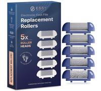 Essy Electric Foot File Replacement Rollers for Hard Skin Remover - Set of 5 Refill Heads with Fine, Medium, and Coarse Textures, Designed for Smooth Feet, Easy Exfoliation and Pedicure Care (Blue)