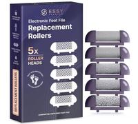 Essy Electric Foot File Replacement Rollers for Hard Skin Remover - Set of 5 Refill Heads with Fine, Medium, and Coarse Textures, Designed for Smooth Feet, Easy Exfoliation, Pedicure Care (Purple)