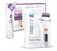 Essy Electronic Foot File and Blackhead Remover Vacuum (Purple) Bundle