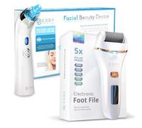 Essy Electronic Foot File and Blackhead Remover Vacuum (White) Bundle