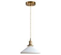 ESSZYIE Modern Pendant Light, Minimalist Pleated Ceramics Pendant Light,Pendant Light Kitchen Island Bedroom Dining Room Bar, White Pendant Lamp Fixture, Ceiling Hanging Light, Brass Socket