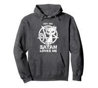 Est. 666 Satan loves me saying devil cat Design Pullover Hoodie