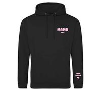 Est Mama Puff Print Personalised Hoodie For Mum Custom Name Mummy Mum Birthday Present, M, Black