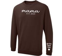 EST Year Mama Sweatshirt with Kids Name on Sleeve, Personalised Mum Sweatshirt