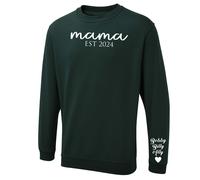 EST Year Mama Sweatshirt with Kids Name on Sleeve, Personalised Mum Sweatshirt