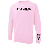 EST Year Mama Sweatshirt with Kids Name on Sleeve, Personalised Mum Sweatshirt