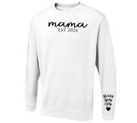 EST Year Mama Sweatshirt with Kids Name on Sleeve, Personalised Mum Sweatshirt