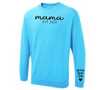 EST Year Mama Sweatshirt with Kids Name on Sleeve, Personalised Mum Sweatshirt