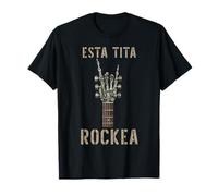 Esta Tita Rockea Mano de esqueleto música Rock guitarra T-Shirt