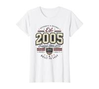 Established 2005 Original Since 2005 Vintage Aged Birth Year Value Graphic T-Shirt, Women, White, XL