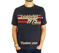 Established Retro Stripes - Select Your Birthday 18th | 21st | 30th | 40th | 50th | 60th | 65th | 70th | 80th Custom Gift | Present Idea for Men T-Shirt Charcoal Grey L