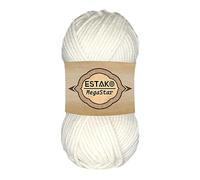Estako Megastar, 75% Acrylic 25% Wool Yarn, Soft, Chunky Bulky Weight #5 for Crochet and Knitting 3.52 Oz (100g) / 120 Yrds (110m) (60187-White)