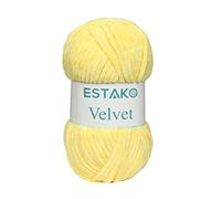 Estako Velvet Chenille Blanket amigurumi Yarn for Crocheting and Knitting Super Bulky 100 gr (132 yds) (1850 - Yellow)