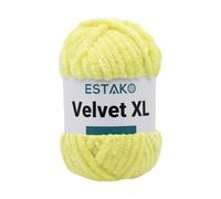 Estako Velvet XL 100% Polyester Super Bulky Weight #6 Chenille Blanket amigurumi Yarn for Crocheting and Knitting 3.53 Oz (100g) / 55 Yrds (50m) (10213 - Light Yellow)