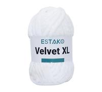 Estako Velvet XL 100% Polyester Super Bulky Weight #6 Chenille Blanket amigurumi Yarn for Crocheting and Knitting 3.53 Oz (100g) / 55 Yrds (50m) (10136 - White)