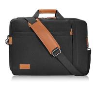 ESTARER Laptop Bag Shoulder Bag Men's Canvas for Work Plain Grey, Black (3-in-1 backpack), 17.3 Zoll