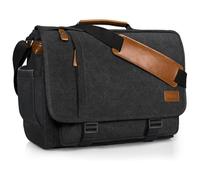 Estarer Laptop Messenger Shoulder Bag 17.3 Inch Mens Water Resistant Canvas Satchel Briefcase for Work Office(Dark Grey)
