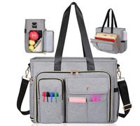 Estarer Laptop Tote Bag Teacher Bag Women for Work fits 15.6inch with Accordion File Organizer & Insulated Pocket Professional Computer Messenger Shoulder Bag for Office/College/Nursing (Grey)